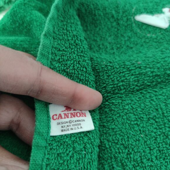 2 Cannon 1 Royal Terry Christmas Tree Wreath Candle Green Embroidered Towels VTG - Picture 9 of 12